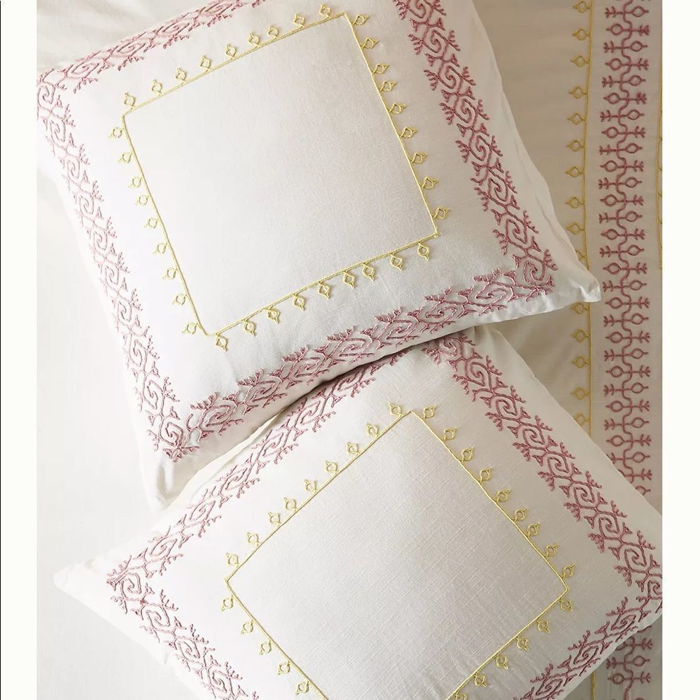 New Anthropologie Knollwood Embroidered Euro Sham